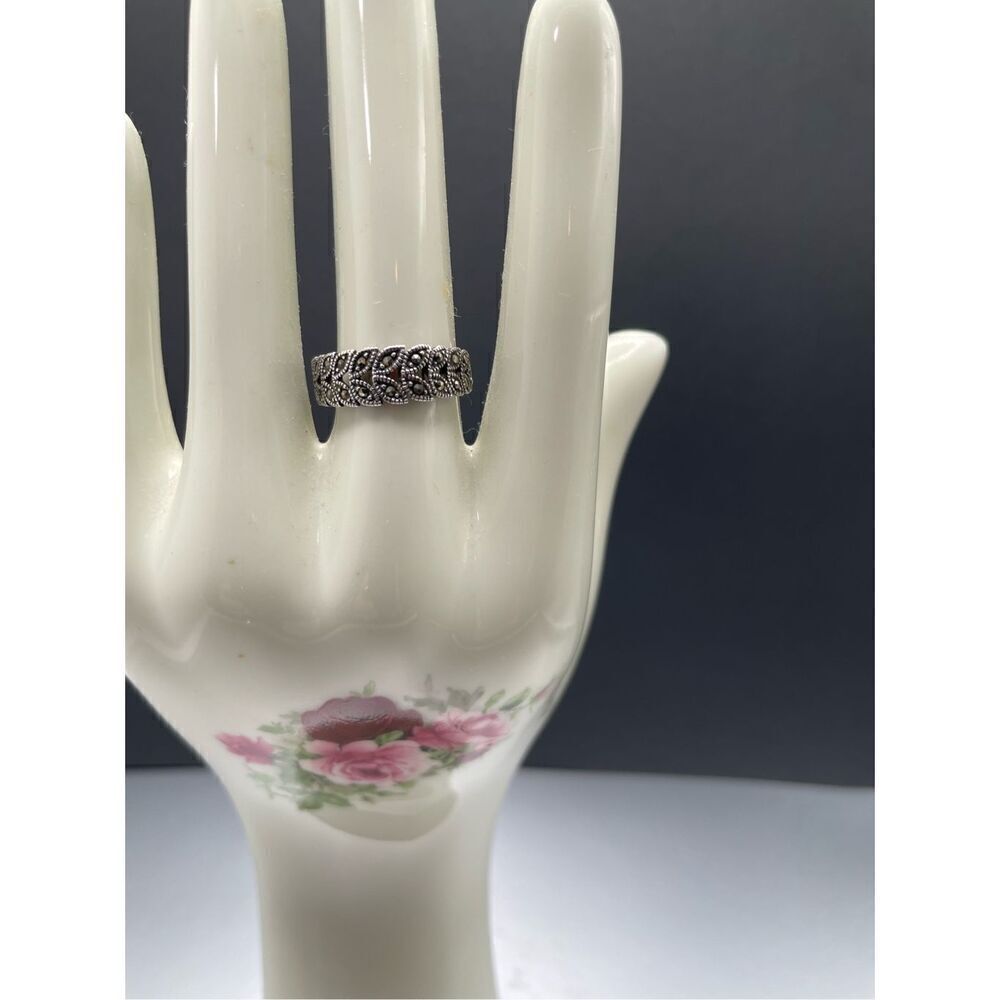 Handcrafted Marcasite and Sterling Silver Cocktail Ring, Olive Garland